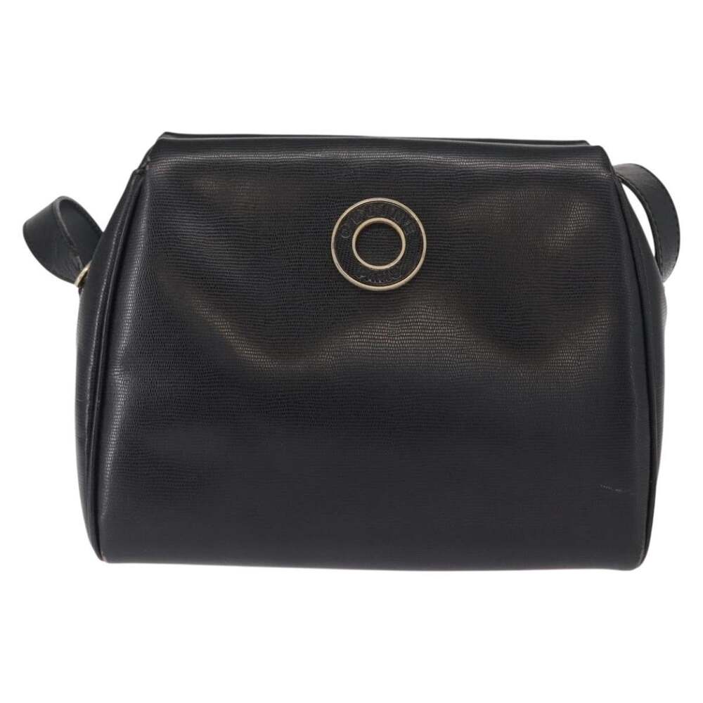 Celine Leather Circle Shoulder Bag Black